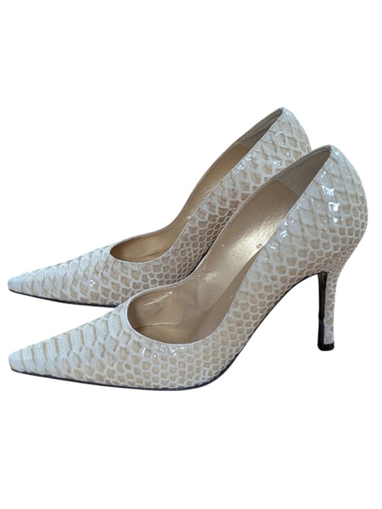 Stuart Weitzman Shoes - Stuart Weitzman Taupe Tipped Python Pumps Size 8